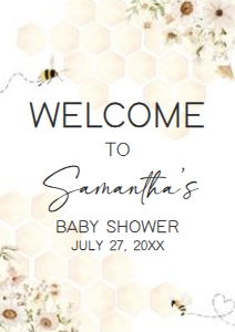 790 Honey Baby Shower Welcome Sign A4: 790 Honey Baby Shower Welcome Sign
