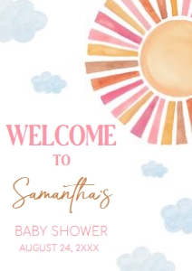 794 Girl Here Comes the Sun Baby Shower Welcome Sign A1: 794 Girl Here Comes the Sun Baby Shower Welcome Sign