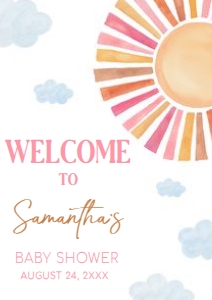 794 Girl Here Comes the Sun Baby Shower Welcome Sign A2: 794 Girl Here Comes the Sun Baby Shower Welcome Sign