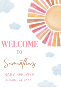 794 Girl Here Comes the Sun Baby Shower Welcome Sign A4: 794 Girl Here Comes the Sun Baby Shower Welcome Sign
