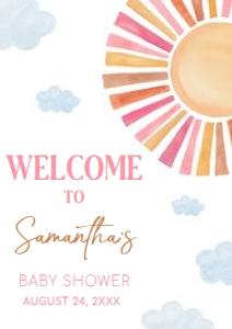 794 Girl Here Comes the Sun Baby Shower Welcome Sign A3: 794 Girl Here Comes the Sun Baby Shower Welcome Sign