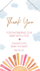 794 Girl Here Comes the Sun Baby Shower Favor Tag with Line: 794 Girl Here Comes the Sun Baby Shower Favor Tag