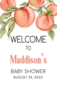 796 Peach Baby Shower Welcome Sign 20x30: 796 Peach Baby Shower Welcome Sign