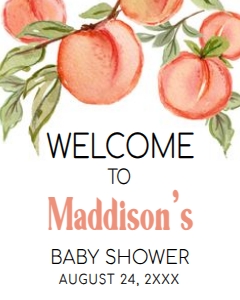 796 Peach Baby Shower Welcome Sign 16x20: 796 Peach Baby Shower Welcome Sign