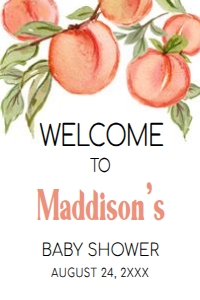796 Peach Baby Shower Welcome Sign 24x36: 796 Peach Baby Shower Welcome Sign