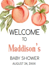 796 Peach Baby Shower Welcome Sign A1: 796 Peach Baby Shower Welcome Sign