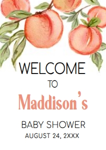 796 Peach Baby Shower Welcome Sign A4: 796 Peach Baby Shower Welcome Sign