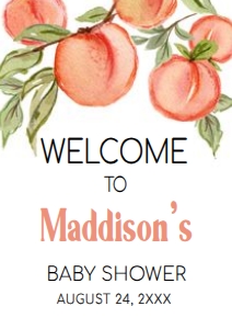 796 Peach Baby Shower Welcome Sign A3: 796 Peach Baby Shower Welcome Sign