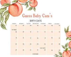 796 Peach Baby Shower Calendar design preview