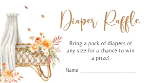 826 Floral Fall Baby Crib Baby Shower Diaper Raffle: 826 Floral Fall Baby Crib Baby Shower Invitation Set