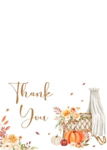 826 Floral Fall Baby Crib Baby Shower Thank You Card: 826 Floral Fall Baby Crib Baby Shower Invitation Set