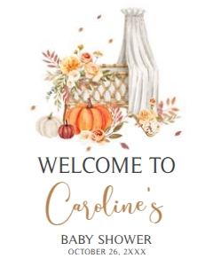 826 Floral Fall Baby Crib Baby Shower Welcome Sign 16x20: 826 Floral Fall Baby Crib Baby Shower Welcome Sign