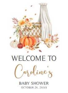 826 Floral Fall Baby Crib Baby Shower Welcome Sign 11x15: 826 Floral Fall Baby Crib Baby Shower Welcome Sign