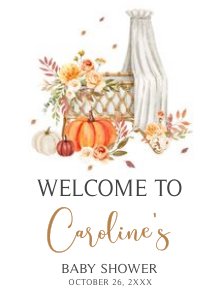 826 Floral Fall Baby Crib Baby Shower Welcome Sign design preview