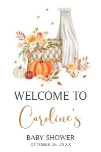 826 Floral Fall Baby Crib Baby Shower Welcome Sign 20x30: 826 Floral Fall Baby Crib Baby Shower Welcome Sign