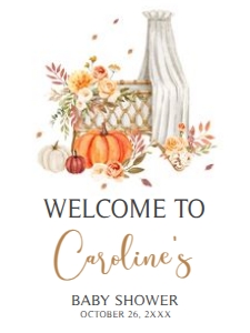 826 Floral Fall Baby Crib Baby Shower Welcome Sign 18x24: 826 Floral Fall Baby Crib Baby Shower Welcome Sign