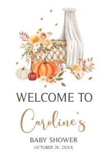 826 Floral Fall Baby Crib Baby Shower Welcome Sign A2: 826 Floral Fall Baby Crib Baby Shower Welcome Sign