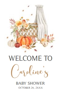 826 Floral Fall Baby Crib Baby Shower Welcome Sign 24x36: 826 Floral Fall Baby Crib Baby Shower Welcome Sign