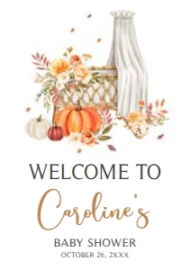 826 Floral Fall Baby Crib Baby Shower Welcome Sign A4: 826 Floral Fall Baby Crib Baby Shower Welcome Sign
