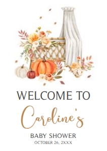 826 Floral Fall Baby Crib Baby Shower Welcome Sign A3: 826 Floral Fall Baby Crib Baby Shower Welcome Sign
