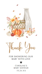 826 Floral Fall Baby Crib Baby Shower Favor Tag: 826 Floral Fall Baby Crib Baby Shower Favor Tag