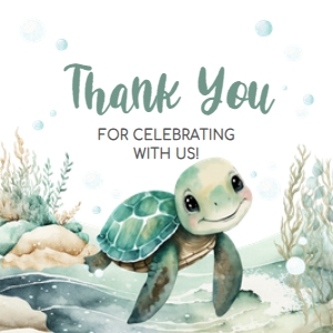 712 Sea Turtle Baby Shower Squared Favor Tags: 712 Sea Turtle Baby Shower Mega Bundle