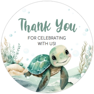 712 Sea Turtle Baby Shower Round Favor Tags: 712 Sea Turtle Baby Shower Mega Bundle
