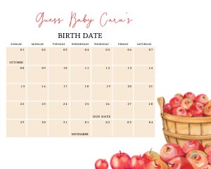 846 Apple Baby Shower Calendar design preview
