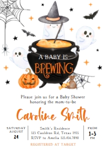 909 Orange Baby is Brewing Baby Shower Invitation: 909 Orange Baby is Brewing Baby Shower Invitation