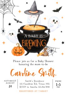 909 Orange Baby is Brewing Baby Shower Invitation design preview
