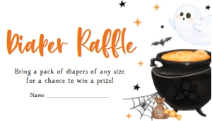 909 Orange Baby is Brewing Baby Shower Diaper Raffle: 909 Orange Baby is Brewing Baby Shower Invitation Set