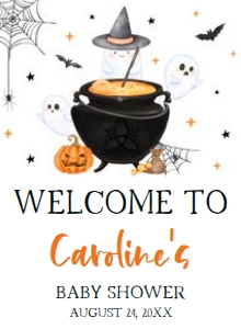 909 Orange Baby is Brewing Baby Shower Welcome Sign 11x15: 909 Orange Baby is Brewing Baby Shower Welcome Sign