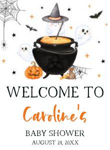 909 Orange Baby is Brewing Baby Shower Welcome Sign design preview