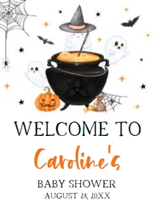 909 Orange Baby is Brewing Baby Shower Welcome Sign 18x24: 909 Orange Baby is Brewing Baby Shower Welcome Sign