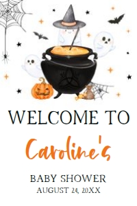 909 Orange Baby is Brewing Baby Shower Welcome Sign 24x36: 909 Orange Baby is Brewing Baby Shower Welcome Sign