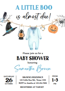 918 Boy A Little Boo Baby Shower Invitation: 918 Boy A Little Boo Baby Shower Invitation Set