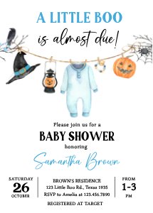 918 Boy A Little Boo Baby Shower Invitation Set design preview