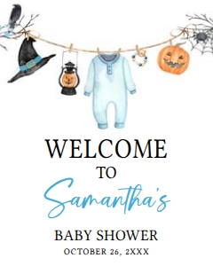 918 Boy A Little Boo Baby Shower Welcome Sign 16x20: 918 Boy A Little Boo Baby Shower Welcome Sign