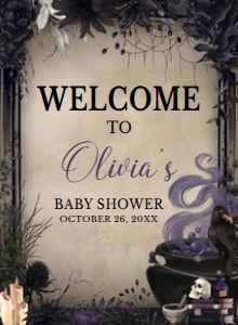 946 A Baby is Brewing Gothic Halloween Baby Shower Welcome Sign 11x15: 946 A Baby is Brewing Gothic Halloween Baby Shower Welcome Sign