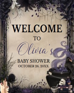 946 A Baby is Brewing Gothic Halloween Baby Shower Welcome Sign 16x20: 946 A Baby is Brewing Gothic Halloween Baby Shower Welcome Sign