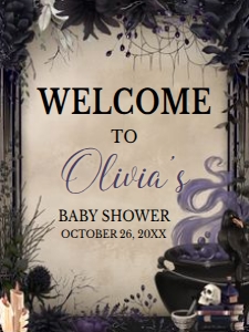 946 A Baby is Brewing Gothic Halloween Baby Shower Welcome Sign 18x24: 946 A Baby is Brewing Gothic Halloween Baby Shower Welcome Sign