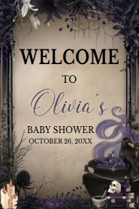 946 A Baby is Brewing Gothic Halloween Baby Shower Welcome Sign 20x30: 946 A Baby is Brewing Gothic Halloween Baby Shower Welcome Sign