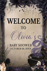 946 A Baby is Brewing Gothic Halloween Baby Shower Welcome Sign 24x36: 946 A Baby is Brewing Gothic Halloween Baby Shower Welcome Sign