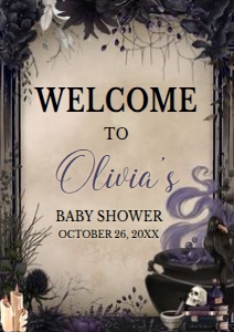 946 A Baby is Brewing Gothic Halloween Baby Shower Welcome Sign A1: 946 A Baby is Brewing Gothic Halloween Baby Shower Welcome Sign