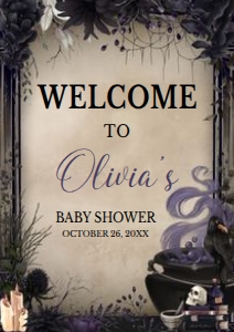 946 A Baby is Brewing Gothic Halloween Baby Shower Welcome Sign A3: 946 A Baby is Brewing Gothic Halloween Baby Shower Welcome Sign