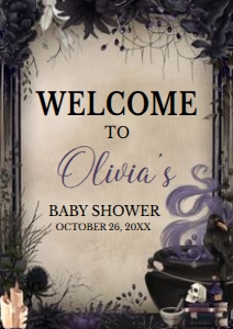 946 A Baby is Brewing Gothic Halloween Baby Shower Welcome Sign A4: 946 A Baby is Brewing Gothic Halloween Baby Shower Welcome Sign