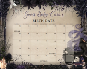 946 A Baby is Brewing Gothic Halloween Baby Shower Calendar 10x8: 946 A Baby is Brewing Gothic Halloween Baby Shower Calendar