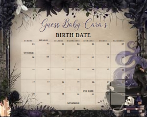 946 A Baby is Brewing Gothic Halloween Baby Shower Calendar 20x16: 946 A Baby is Brewing Gothic Halloween Baby Shower Calendar