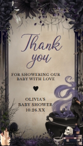 946 A Baby is Brewing Gothic Halloween Baby Shower Favor Tag with line: 946 A Baby is Brewing Gothic Halloween Baby Shower Favor Tag
