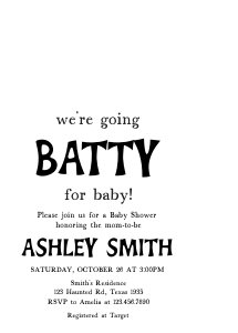 949 Bats Halloween Baby Shower Invitation design preview